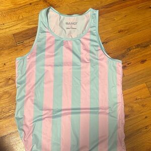 Bang Men's Pink and Blue Striped Tank Top